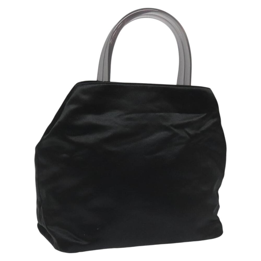 PRADA Hand Bag Satin Black